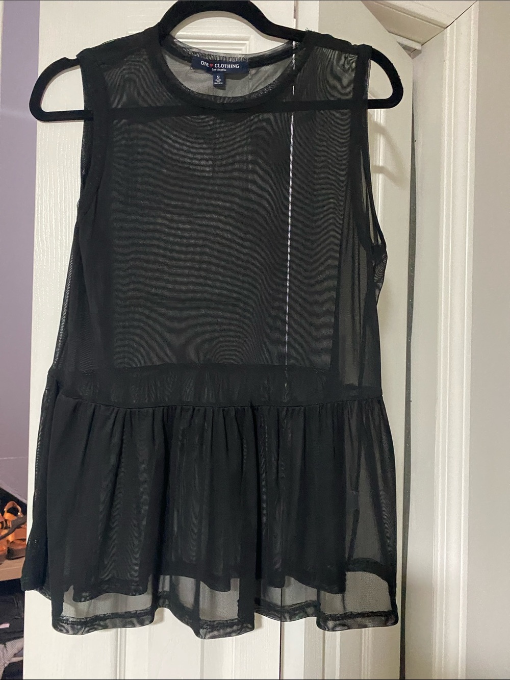 one clothing Black Sheer Mesh Peplum Top